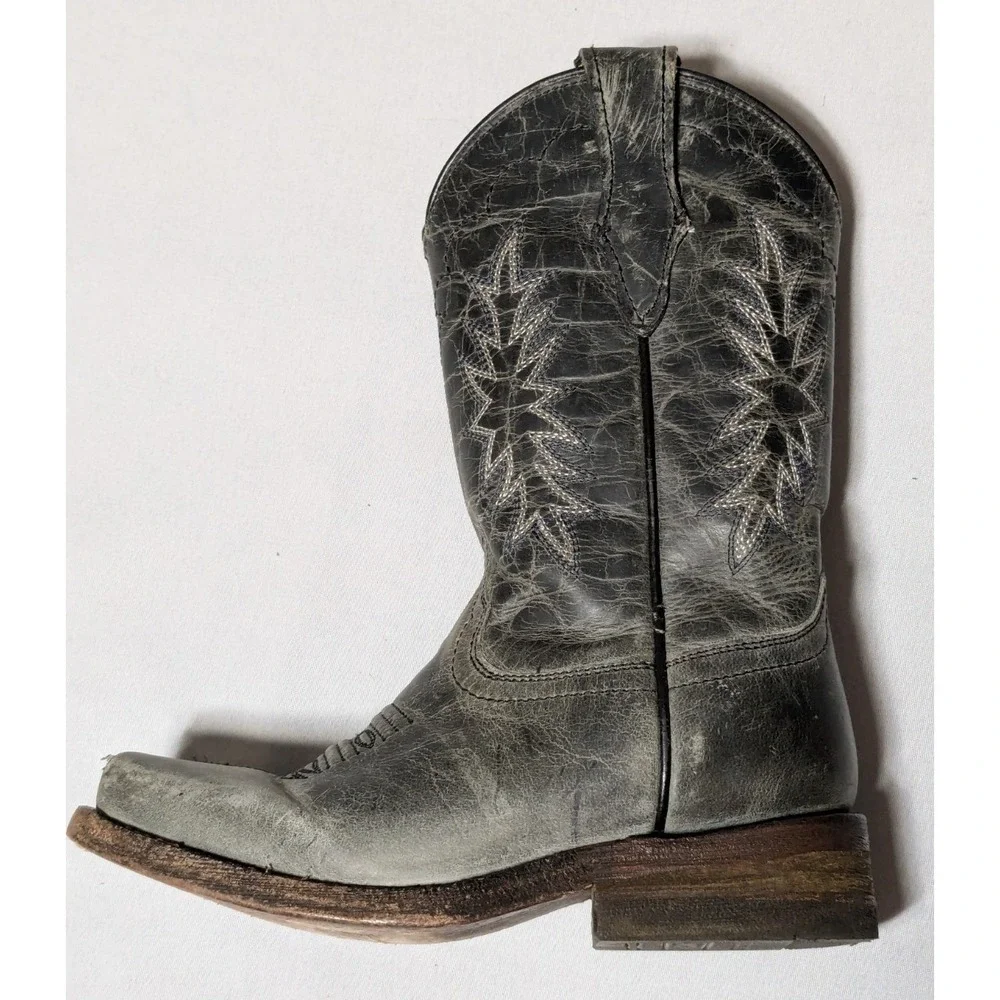 Corral Western Leather Cowboy Boots Gray - Boys Size 9‎ 1/2